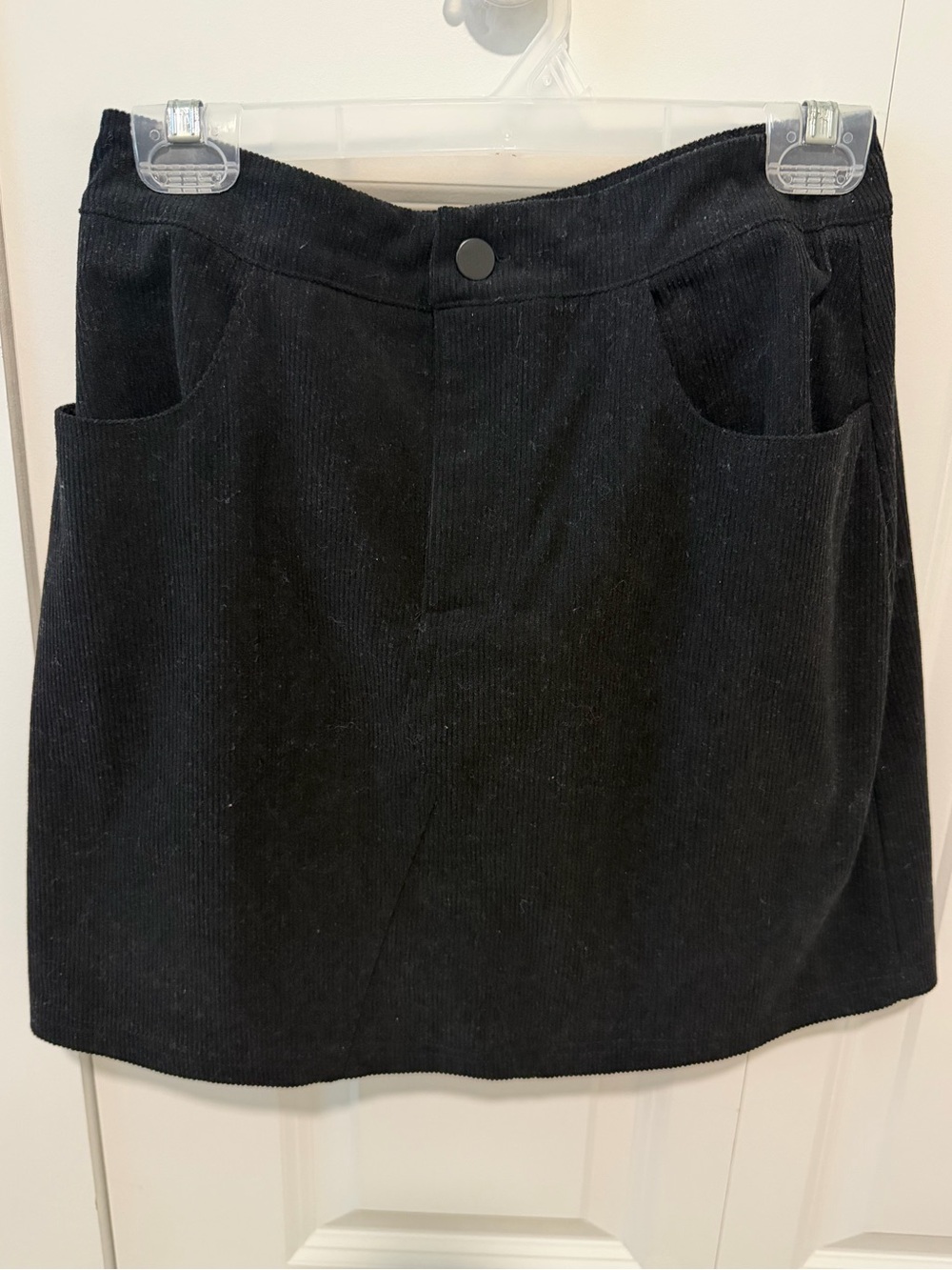 Kate Kasin Black Fall Minimalist Corduroy Skirt
